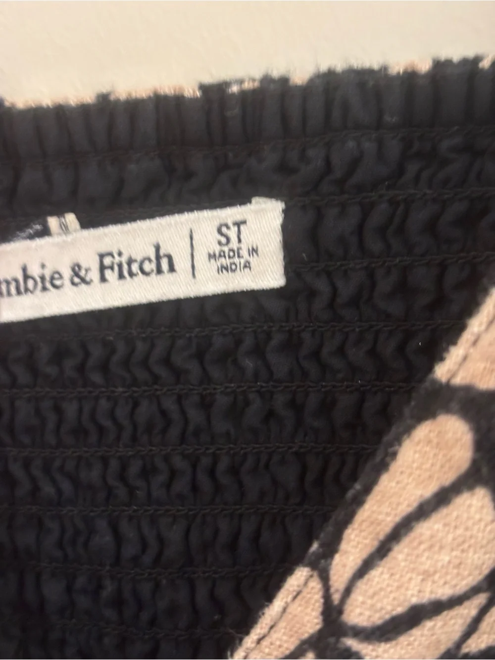 Abercrombie & Fitch Black and Cream Floral Maxi Dress with Spaghetti Straps